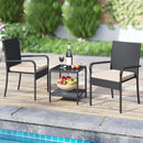 3 Piece Patio Furniture Set with Seat Cushions and Tempered Glass Tabletop by LJGDeals