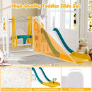 7-in-1 Toddler Swing and Slide Set L-shaped with Ladder and Basketball Hoop by LJGDeals