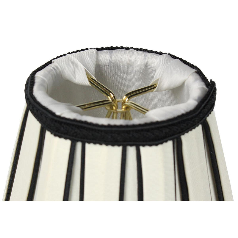 5"W x 5"H Set of 6 Eggshell with Black Chandelier Clip-On Lampshade