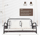 880LBS Wicker Hanging Porch Swing with Cushions-White by LJGDeals
