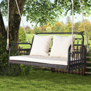 880LBS Wicker Hanging Porch Swing with Cushions-White by LJGDeals