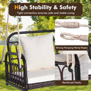 880LBS Wicker Hanging Porch Swing with Cushions-White by LJGDeals