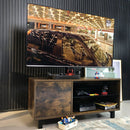 Rustic Brown TV Console With Push-To-Open Storage Cabinet For TV, Wood & Glass TV Stand For Living Room Bedroom - Rustic Brown by Unique Piece Furniture