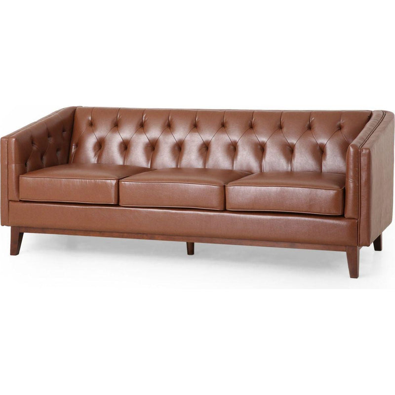 81" PU Sofa,Tufted Back,Solid Wood legs,Living Room and Study