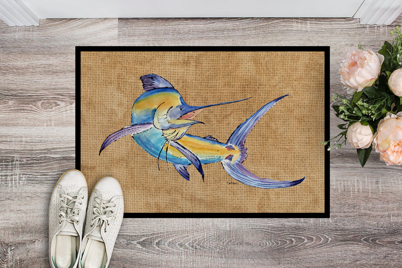 Blue Marlin Doormat - 24x36 Decorative Floor Mat – Indoor/Outdoor Rug