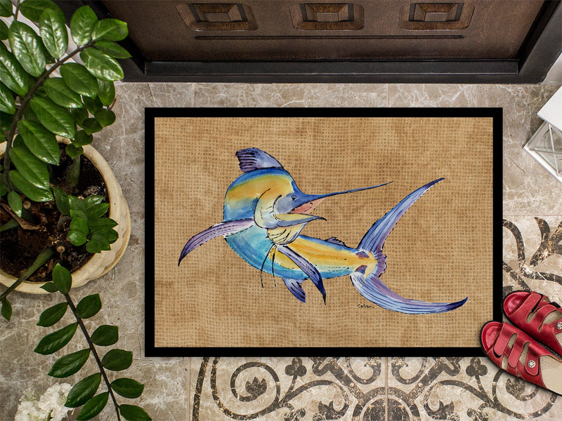 Blue Marlin Doormat - 24x36 Decorative Floor Mat – Indoor/Outdoor Rug