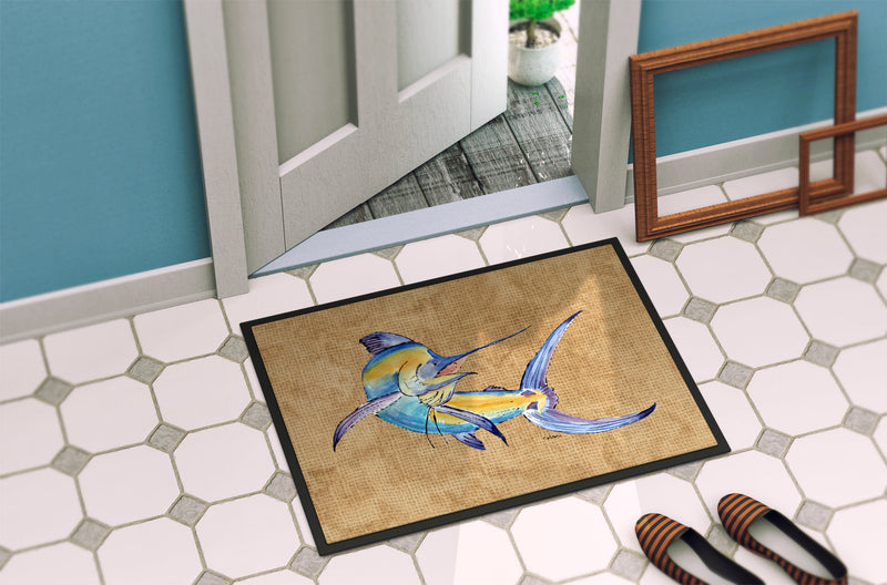 Blue Marlin Doormat - 24x36 Decorative Floor Mat – Indoor/Outdoor Rug