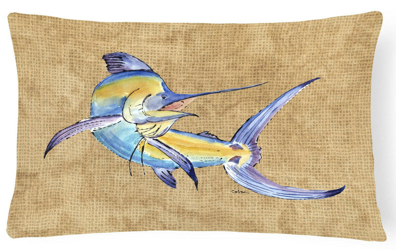 Blue Marlin   Canvas Fabric Decorative Pillow