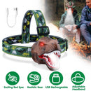 Dinosaur Headlamp Kids Headlight Dinosaur Flashlight with Realistic Roar Sound 4 Modes Adjustable Headband Kid Camping Gear Unique Gifts for Boys by GBruno Store
