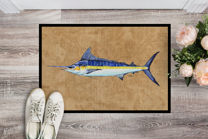Blue Marlin Doormat - 24x36 Decorative Floor Mat – Indoor/Outdoor Rug