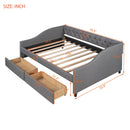 Upholstered Daybed With Two Drawers, Wood Slat Support by HouseOfZazla