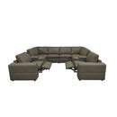 Upholstered Large Arms Sectional With Recliner Seats