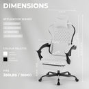 Gaming Chair with Massage, Ergonomic Design, White/Black