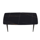 70.87" Modern Artificial Stone Curved Metal Leg Dining Table, Can Accommodate 6-8 People by HouseOfZazla