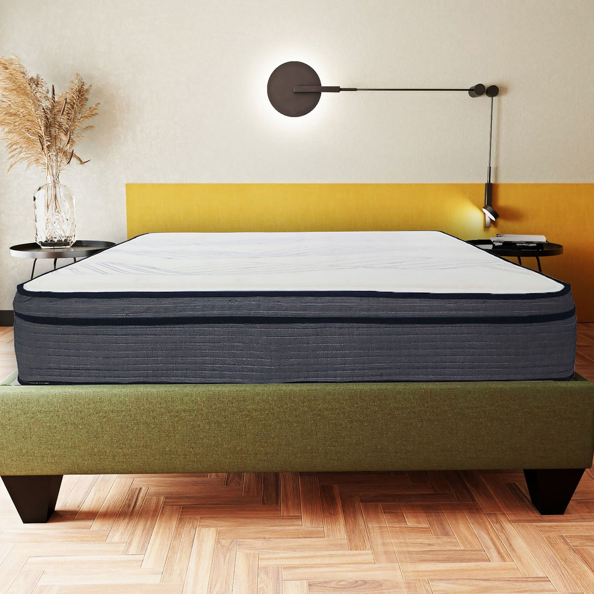 Hybrid Plush Foam Mattress, Soft Polyester Knit Cover, Multi Layer Foam Mattress - White / Gray - King, photo 6 of 7