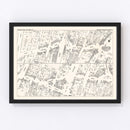 Vintage Map of New York City, NY Business Section 1947
