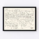 Vintage Map of Hackensack, NJ Business Section 1947
