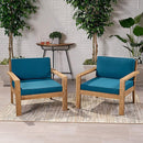 Antoine Outdoor Acacia Wood Club Chairs With Cushions (Set of 2) by HouseOfZazla