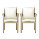 Outdoor Patio Acacia Wood Chairs With Woven Rope Arms (Set of 2)
