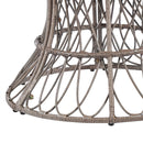 5-Piece Outdoor Dining Set: Brown Round Acacia Wood Table & 4 Brown Wicker Armchairs