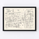 Vintage Map of Jamaica, NY Business Section 1947