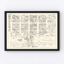 Vintage Map of Jamestown, NY Business Section 1947