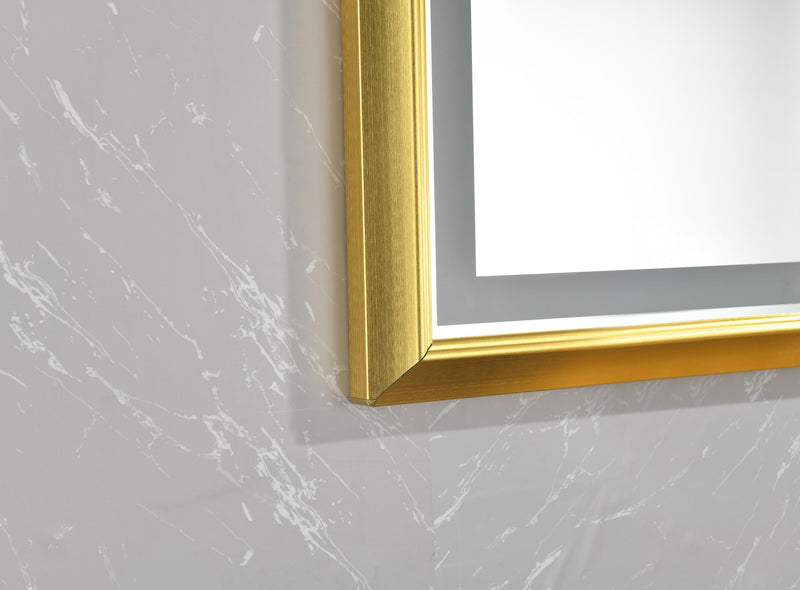 48 in. W x 30 in. H Oversized Rectangular Gold Framed LED Mirror Anti-Fog Dimmable Wall Mount Bathroom Vanity Mirror Wall Mirror Kit For Gym And Dance Studio