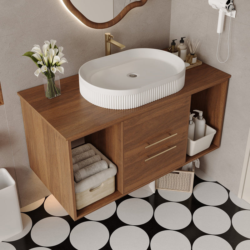 Wall-Mounted Bathroom Vanity with Ceramic Sink, photo 3 of 10