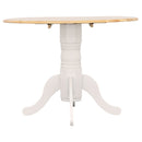 Round Dining Table With Drop Leaf Pedestal Base, Expandable Top - Natural
