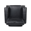 Contemporary Black PU Club Chair with Nailhead Trim and Rolled Armrests