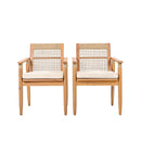 Outdoor Dining Chairs Set of 2 with Acacia Wood and Rope Design by HouseOfZazla