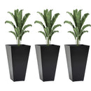 Outsunny - Outdoor Planters (Set of 3) Large Taper Planters With Drainage Holes And Plug, Faux Wood Plastic Flower Pots For Outdoor, Indoor, Garden, Patio by HouseOfZazla