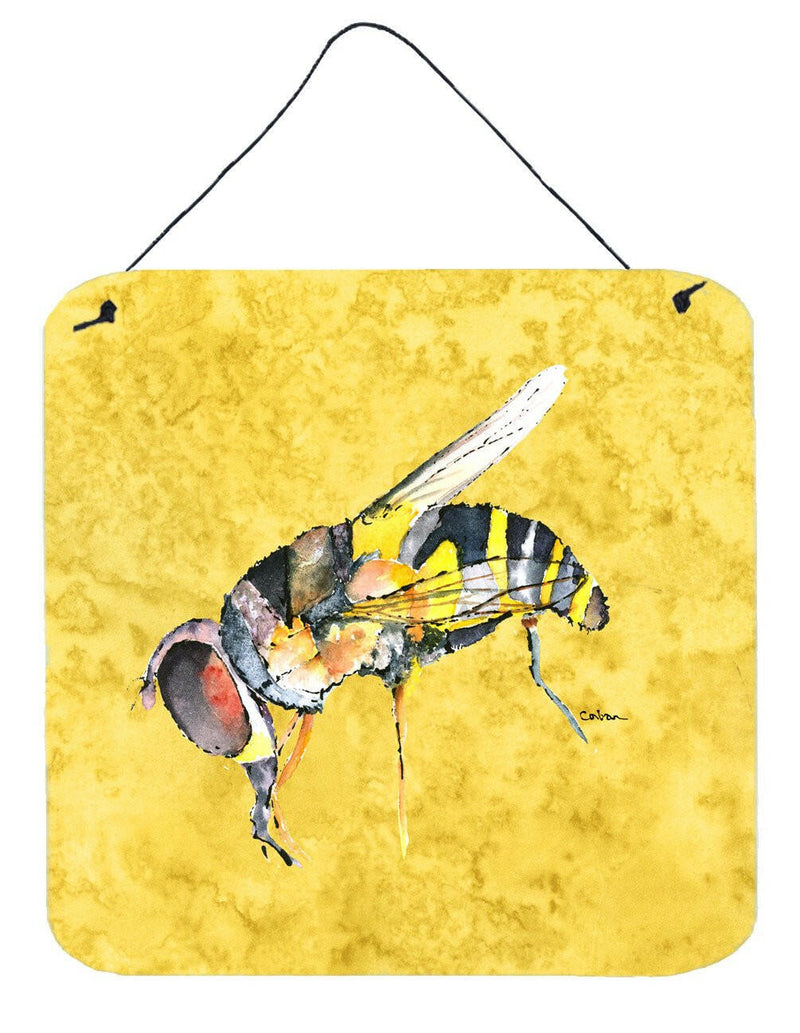 Bee on Yellow Aluminium Metal Wall or Door Hanging Prints