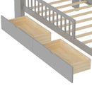 Bed With Headboard Storage Rack, 2 Under Bed Drawers, 3 Side Guardrails For Safety by HouseOfZazla