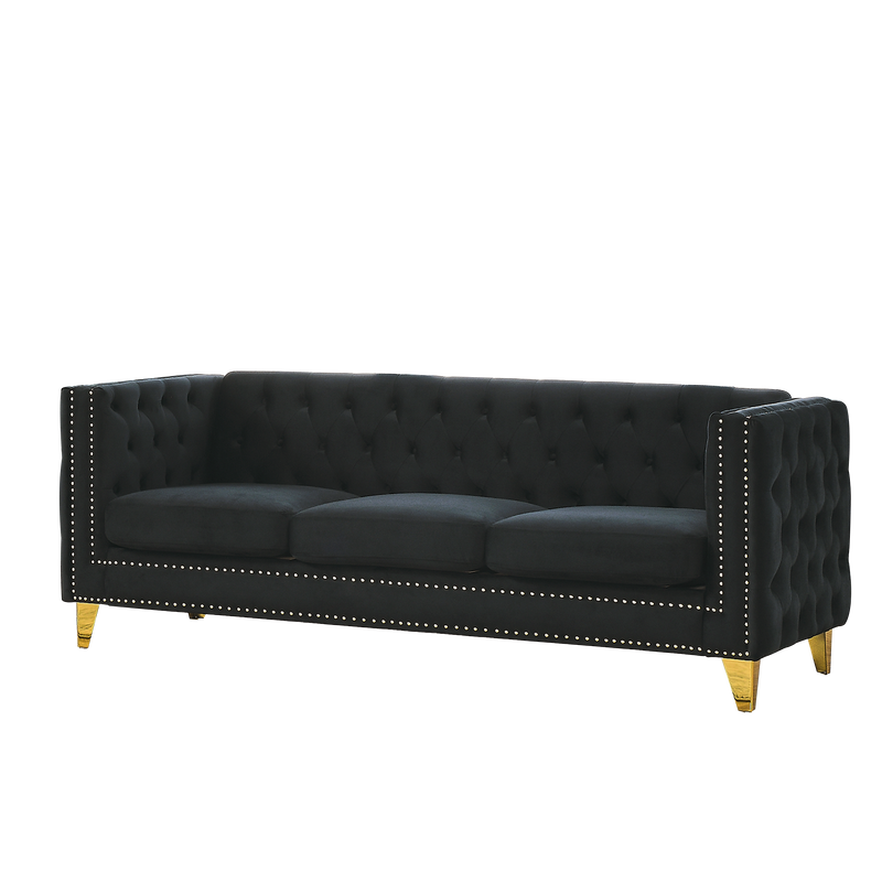 3-seater + 2-seater Combination sofa.BLACK VELVET
