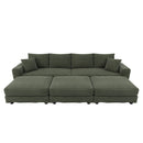 Convertible Deep Seat Sofa With Soft Pillows And Ottomans