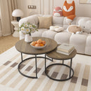 Nesting Coffee Table Set of 2 with Marble Pattern Tops