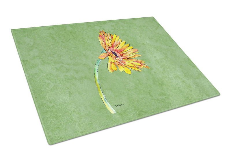 Gerber Daisy Orange Glass Cutting Board Large