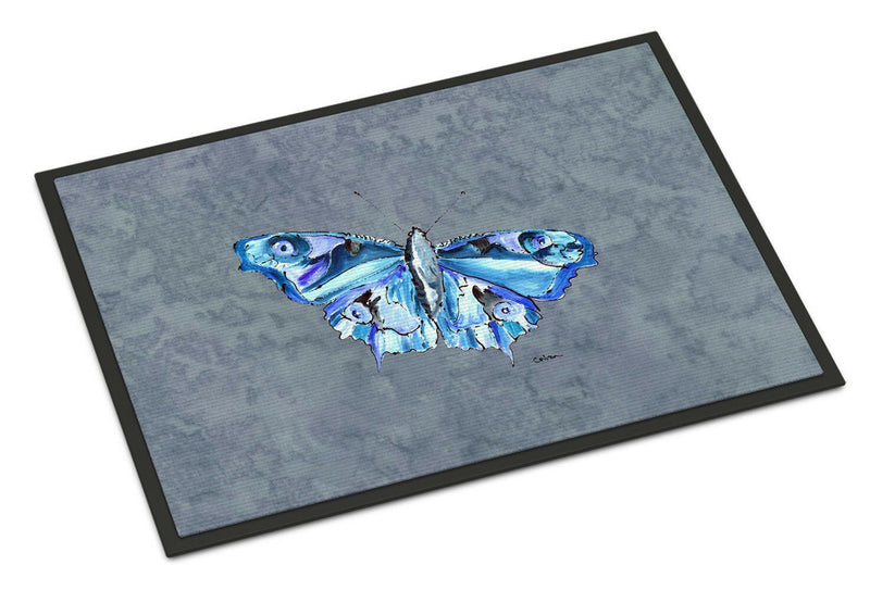 Butterfly on Gray Indoor or Outdoor Mat 18x27 Doormat