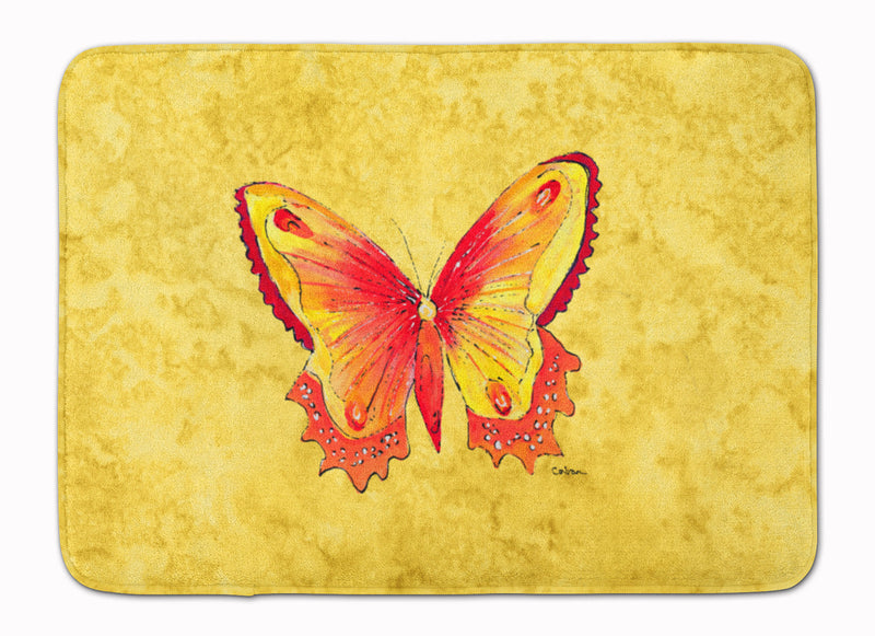 Butterfly on Yellow Machine Washable Memory Foam Mat 8857RUG