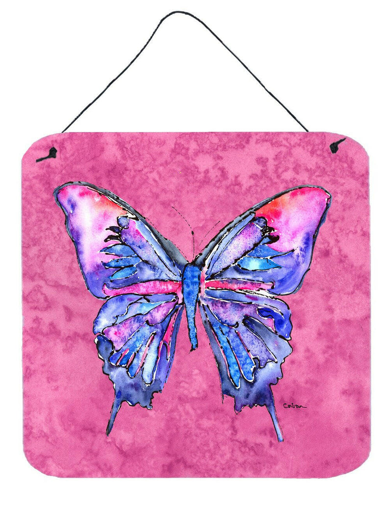 Butterfly on Pink Aluminium Metal Wall or Door Hanging Prints