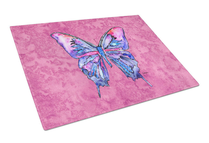 Butterfly on Pink Glass Cutting Board Large