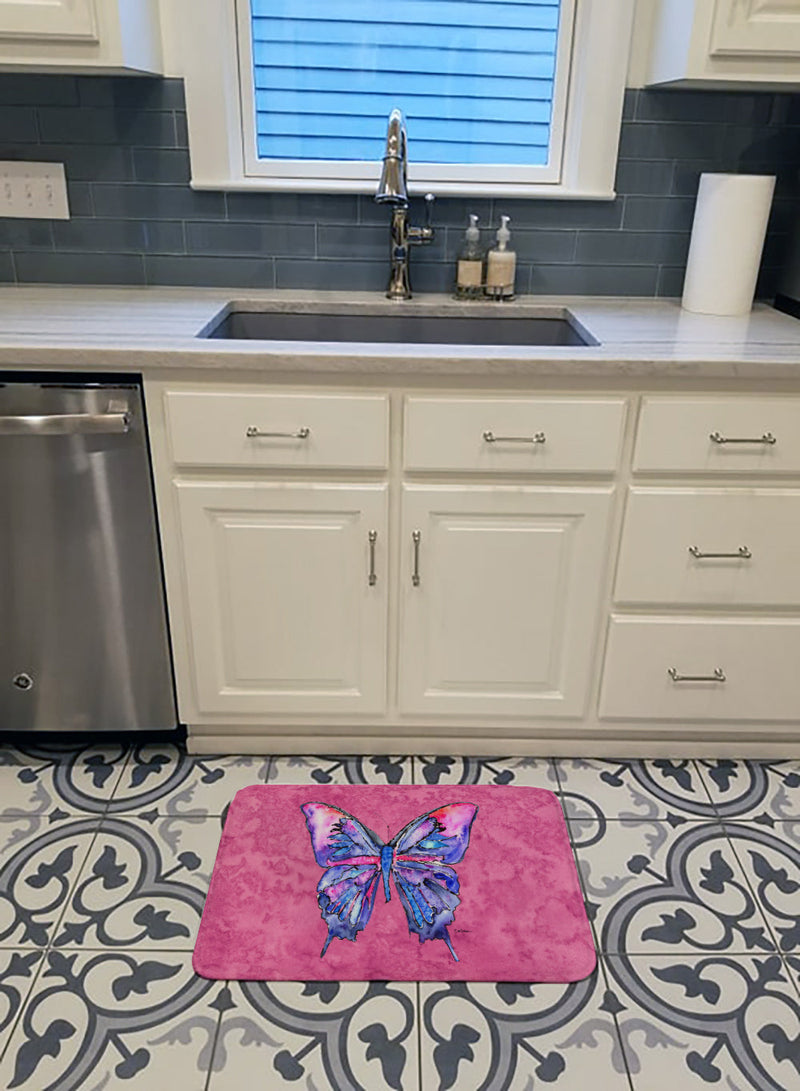 Butterfly on Pink Machine Washable Memory Foam Mat 8859RUG