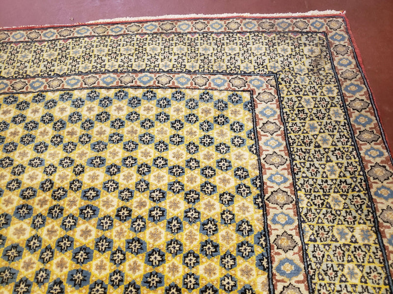 5x7 Authentic Handmade Rug Star Of David Wool Rug Green Rug Gold Rug 4x6 Rug