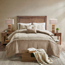 7 Piece Faux Suede Comforter Set Tan King