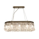 GobekUsa Modern Chrome Oval Island Lamp with Crystal Accents - 10 Head Suspension Pendant Light for Dining Room
