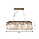 GobekUsa Modern Chrome Oval Island Lamp with Crystal Accents - 10 Head Suspension Pendant Light for Dining Room