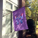 Butterfly on Purple House Flag 28x40 Porch Sleeve Pole Decorative Outside Yard Banner Artwork Wall Hanging, Polyester