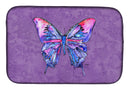 Butterfly on Purple Dish Drying Mat Absorbent Dish Drying Mat Pad for Kitchen Counter Dish Drainer Mat for Countertop, 14 x 21", Multicolor