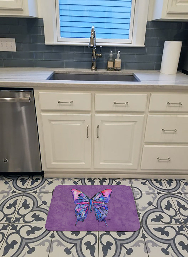 Butterfly on Purple Machine Washable Memory Foam Mat 8860RUG